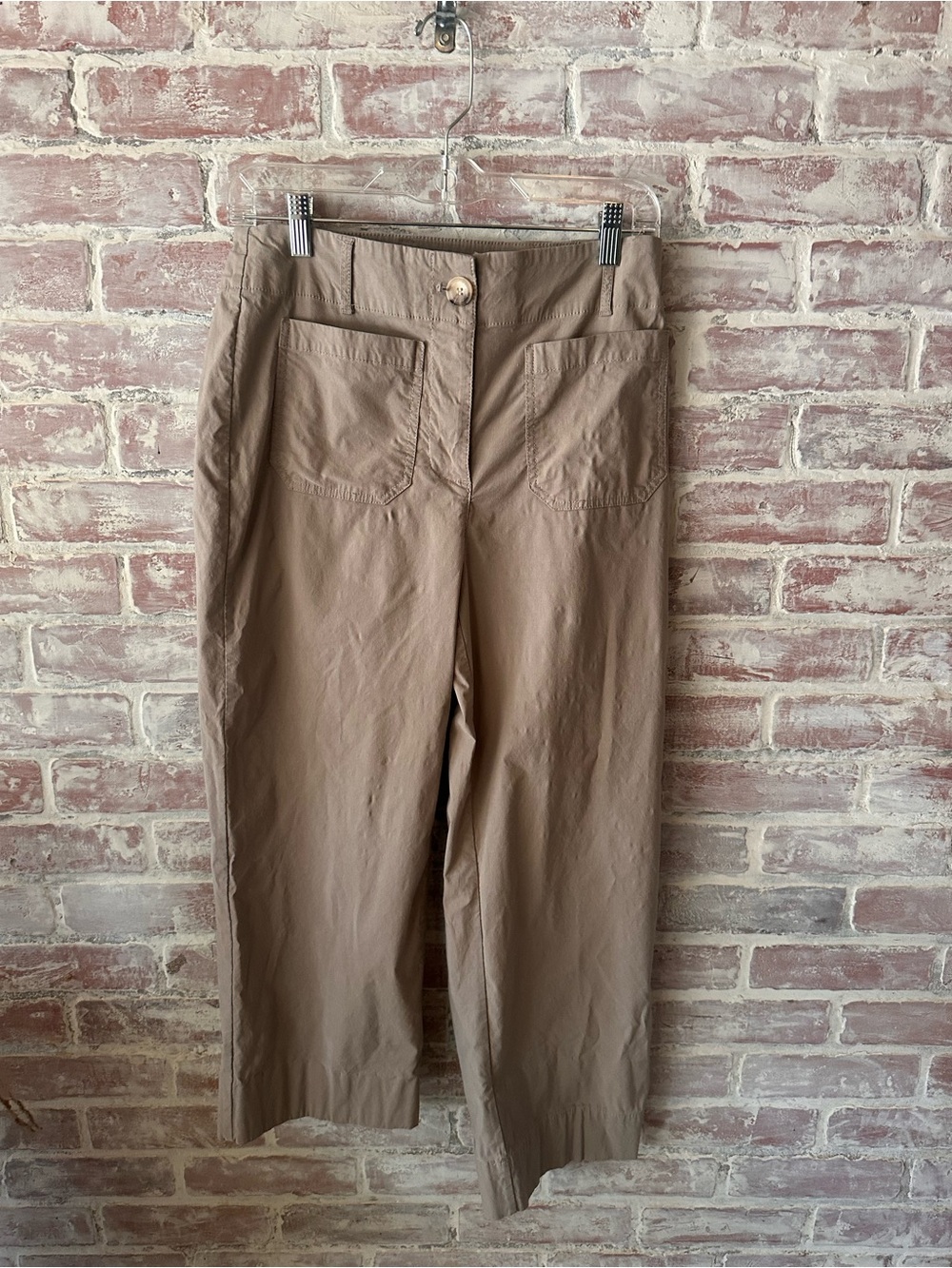 High-Rise Ankle Crop Pants in Taupe